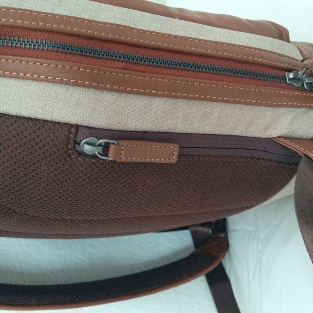 Boconi recycled polyester & leather travel Backpack - Picture 7 of 17